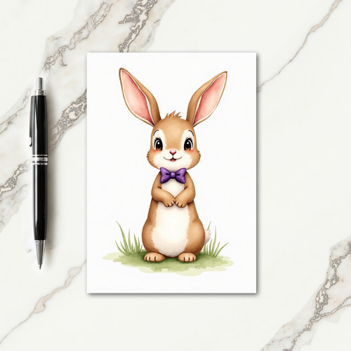 Cute Rabbit With Bow Tie Card