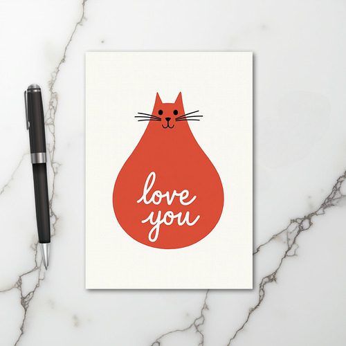 Cute Red Cat Love You Card