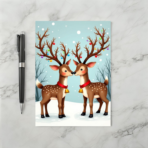 Cute Reindeer Couple Antlers Card