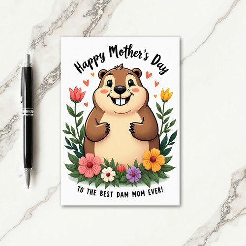 Cute Rodent Mothers Day Floral Card