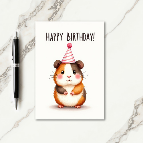 Cute Rodent Party Hat Card