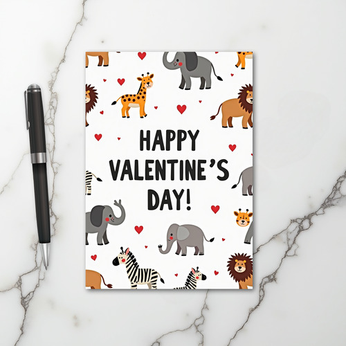 Cute Safari Animals Valentines Day Card