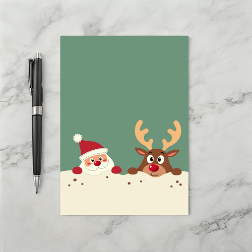 Cute Santa and Reindeer Christmas Card Template