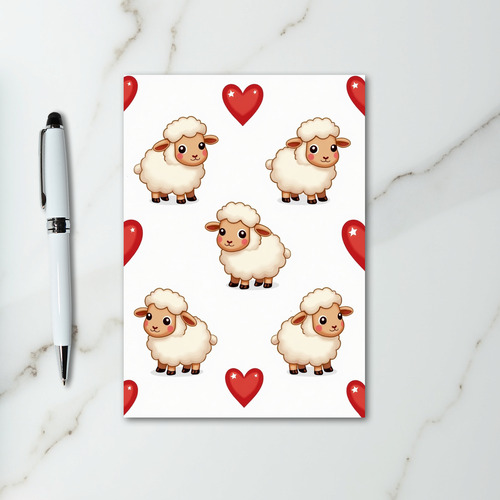 Cute Sheep Hearts Love Card