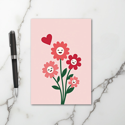 Cute Smiling Flowers Love Card