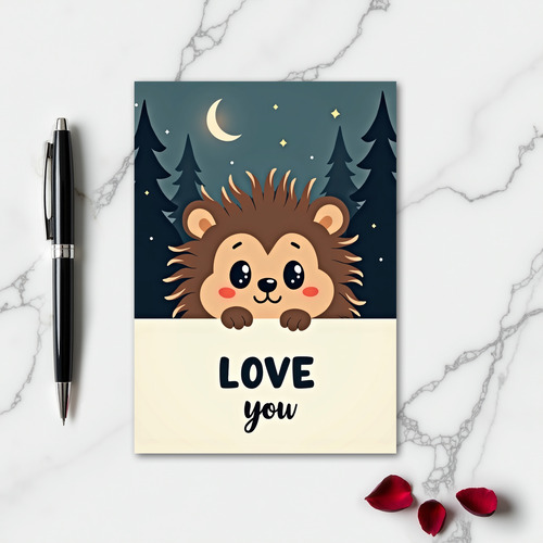 Cute Spiky Hedgehog Love You Card