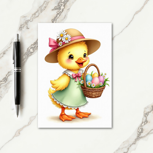 Cute Spring Bird Egg Basket Card