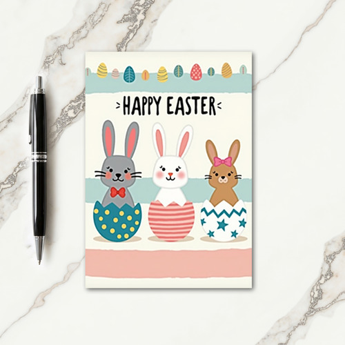 Cute Spring Bunny Eggs Card
