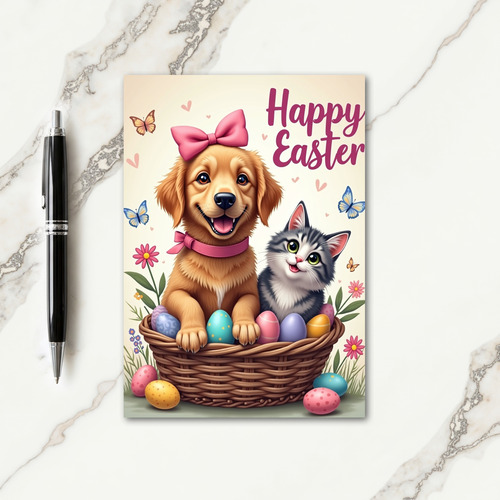 Cute Spring Puppy Kitten Card