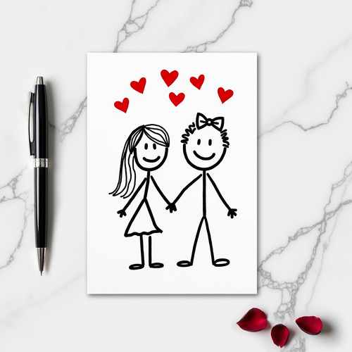 Cute Stick Figure Love Matte Card