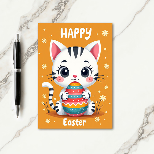 Cute Striped Cat Holiday Card