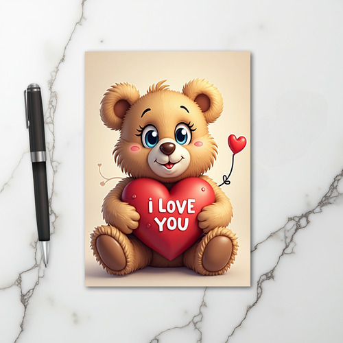 Cute Teddy Bear I Love You Card