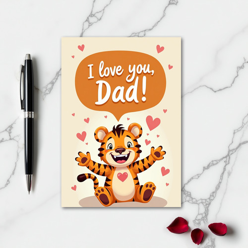 Cute Tiger I Love You Dad Card