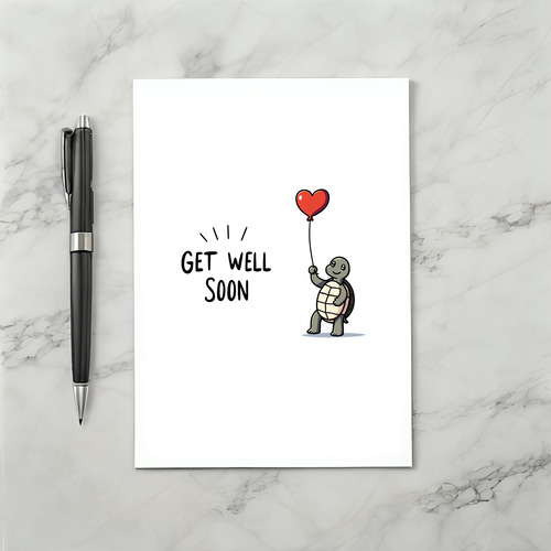Cute Turtle Get Well Card