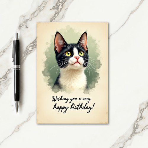 Cute Tuxedo Cat Birthday Card