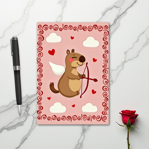 Cute Valentine Cupid Animal Card