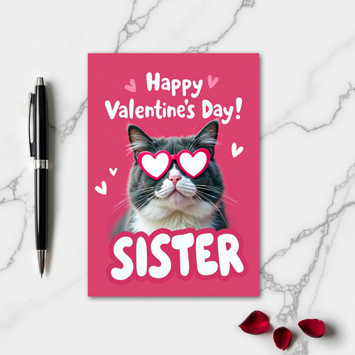 Cute Valentines Day Sister Cat Card