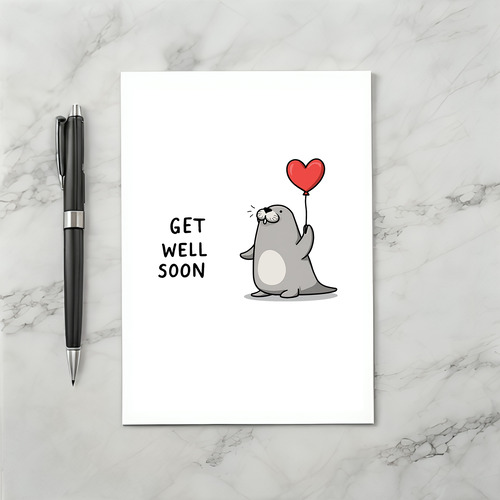 Cute Walrus Get Well Card
