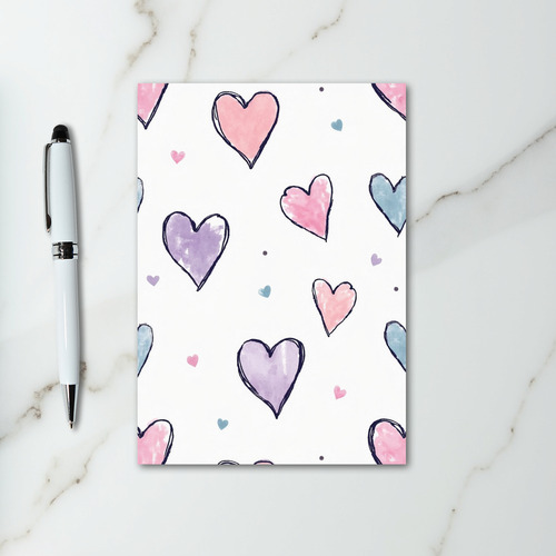 Cute Watercolor Hearts Card
