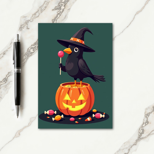 Cute Witch Birds Treat Card