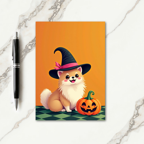 Cute Witch Pup Halloween Card