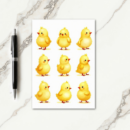 Cute Yellow Chicks Grid Card