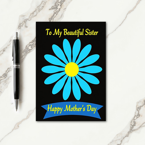 Cyan Floral Mothers Day Card