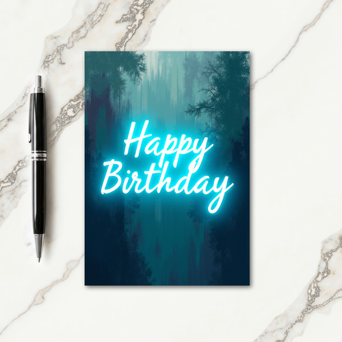 Cyan Glow Birthday Card