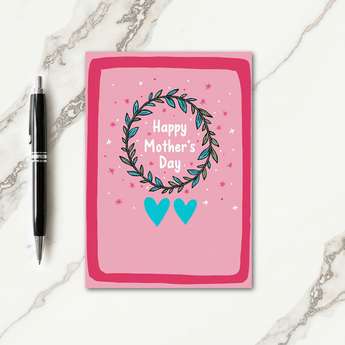 Cyan Hearts Mothers Day Card