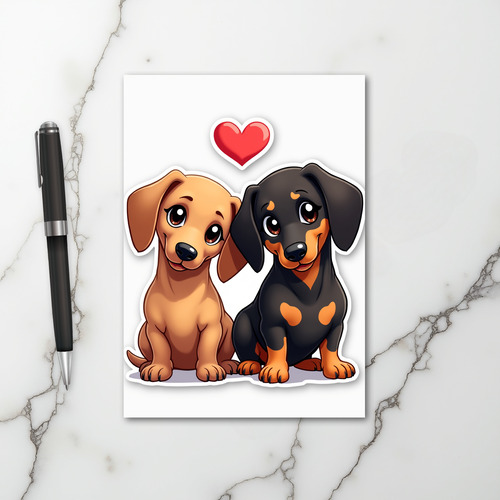 Dachshund Puppies Love Card