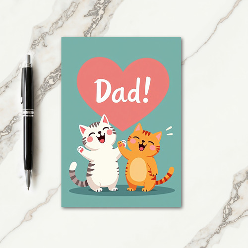 Dad Graphic Cat Art Father Card