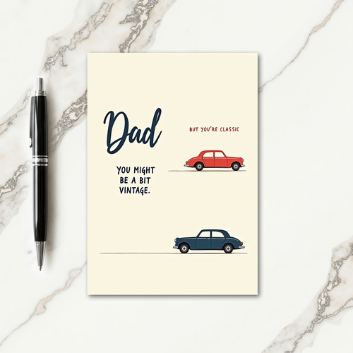 Dads Vintage Car Birthday Card