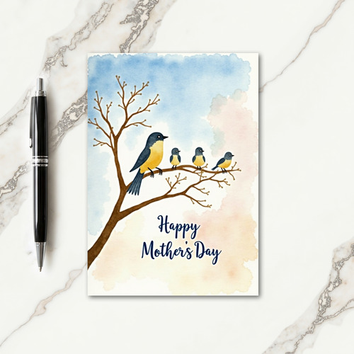 Daffodil Bird Mothers Day Card