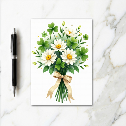 Daisies Shamrocks Bouquet Card
