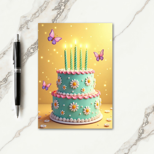 Daisy Cake Birthday Card