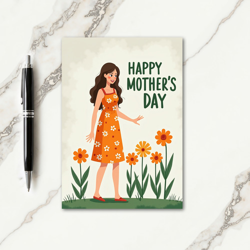 Daisy Dot Dress Mothers Day Card