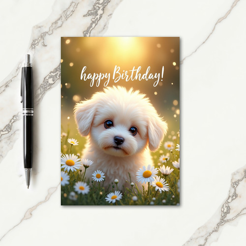 Daisy Puppy Birthday Card