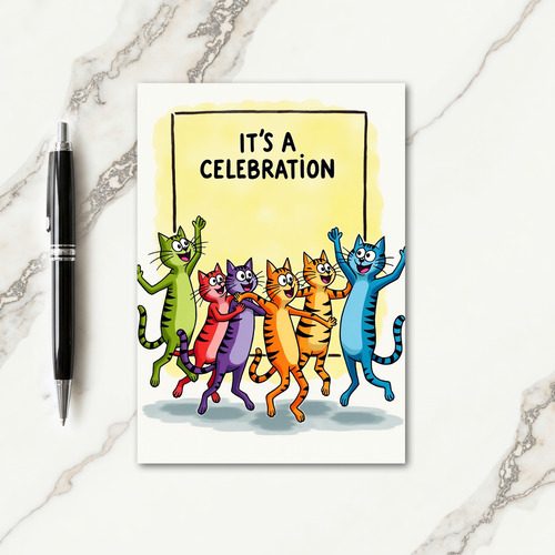 Dancing Cat Birthday Card