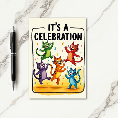 Dancing Felines Party Card