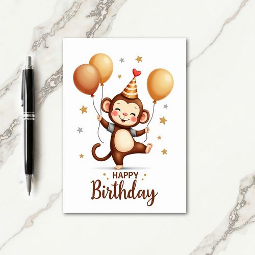 Dancing Monkey Birthday Card