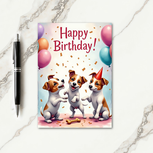 Dancing Pups Birthday Card