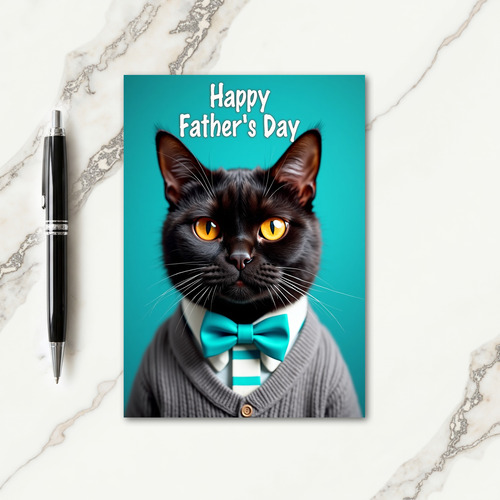 Dapper Cat Fathers Day Greeting Card