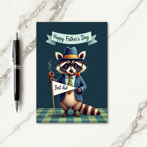Dapper Dad Raccoon Fathers Day Card