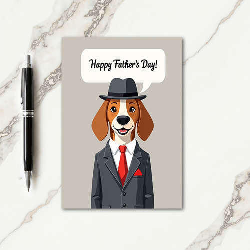 Dapper Dog Fathers Day Greeting Card