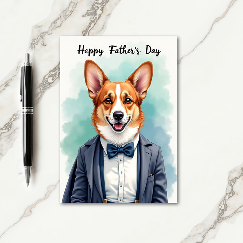 Dapper Dog Fathers Day Illustration Card