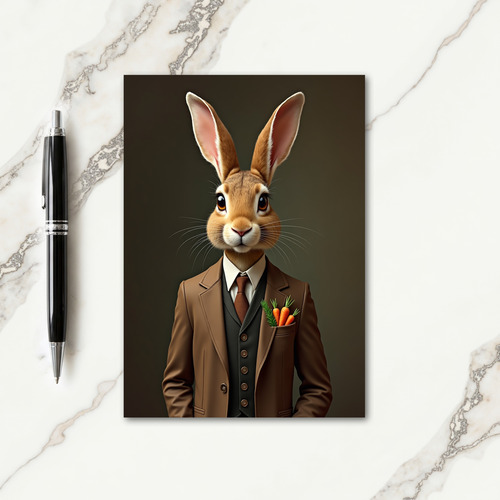 Dapper Rabbit Portrait Art Card