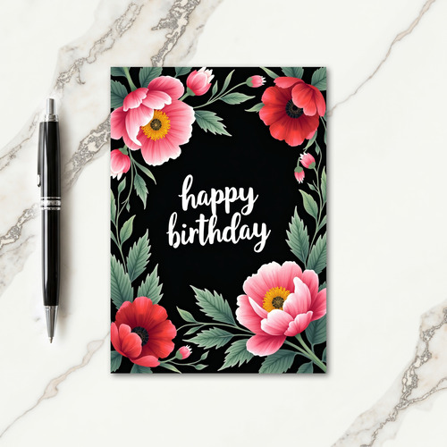 Dark Botanical Birthday Card