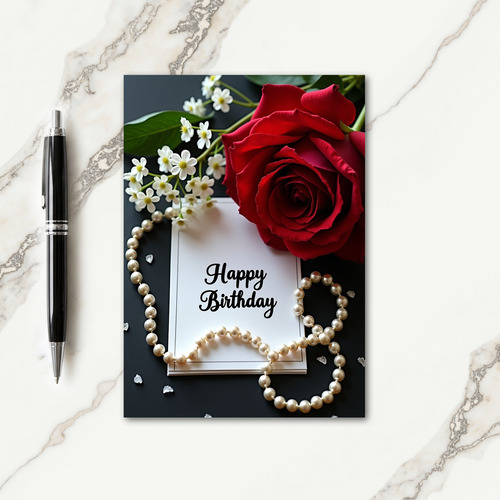 Dark Rose Birthday Card