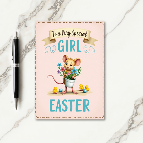 Dashed Border Easter Girl Card