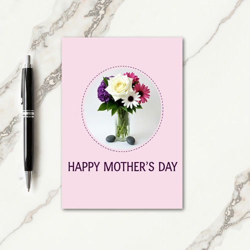 Dashed Border Floral Card